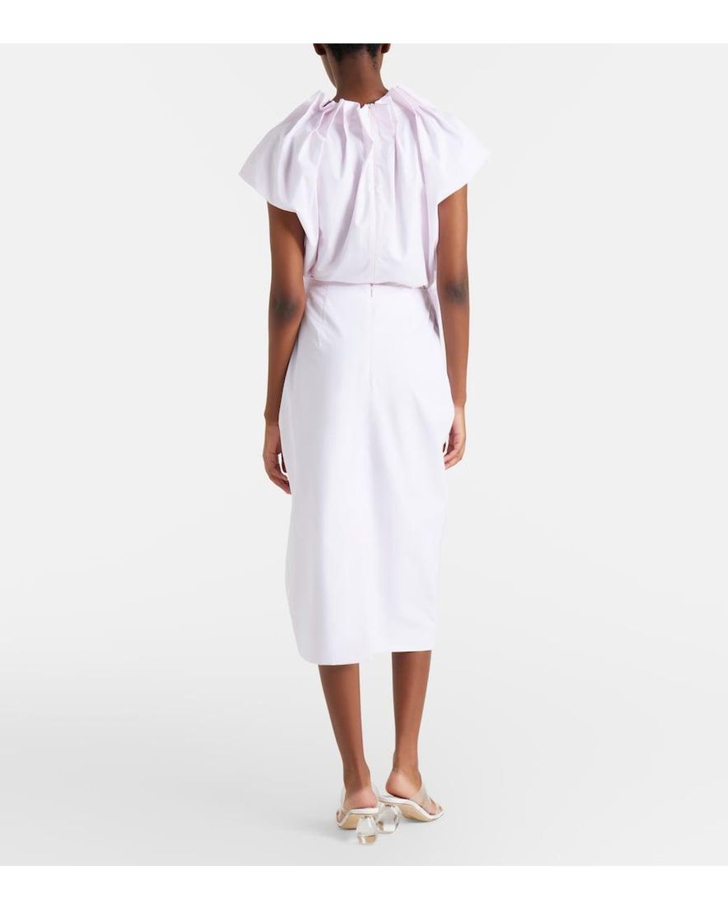 Simone Rocha Pink Pleated Cotton Pencil Skirt