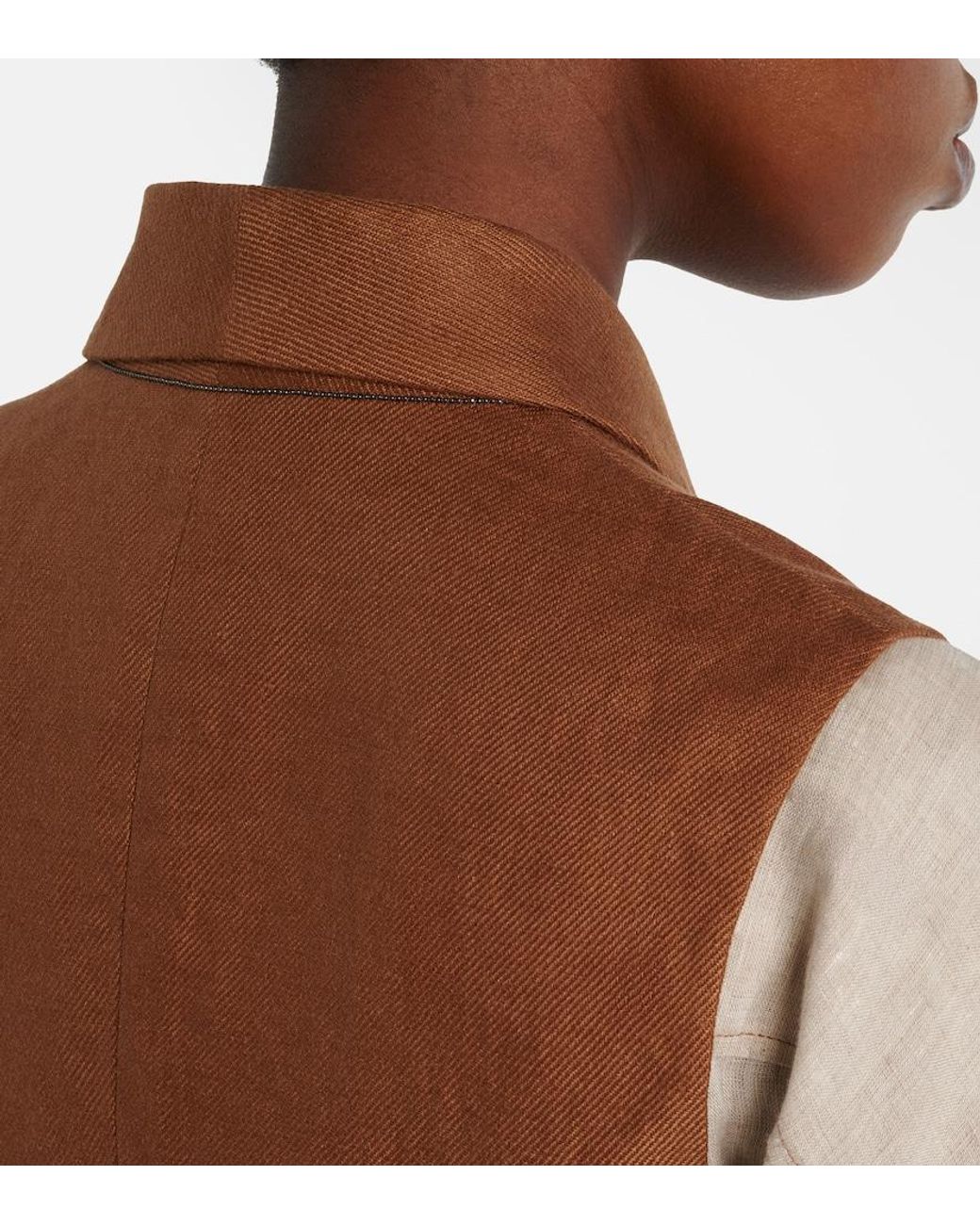Brunello Cucinelli Brown Monili Linen Vest