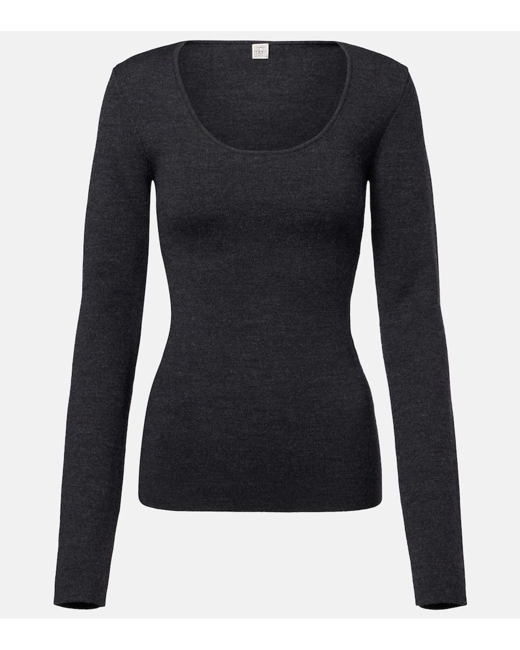 Totême Blue Compact Wool-Blend Sweater