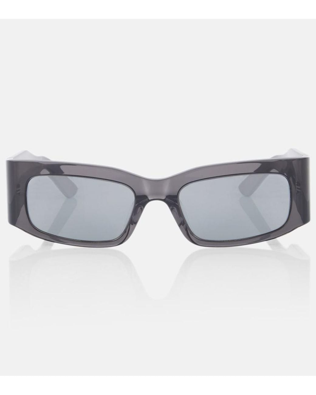 Balenciaga Gray Logo Rectangular Sunglasses