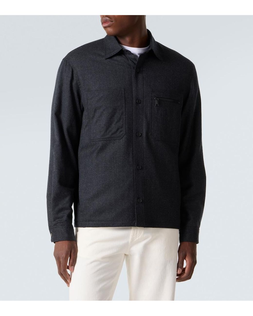 Zegna Blue Wool Overshirt for men