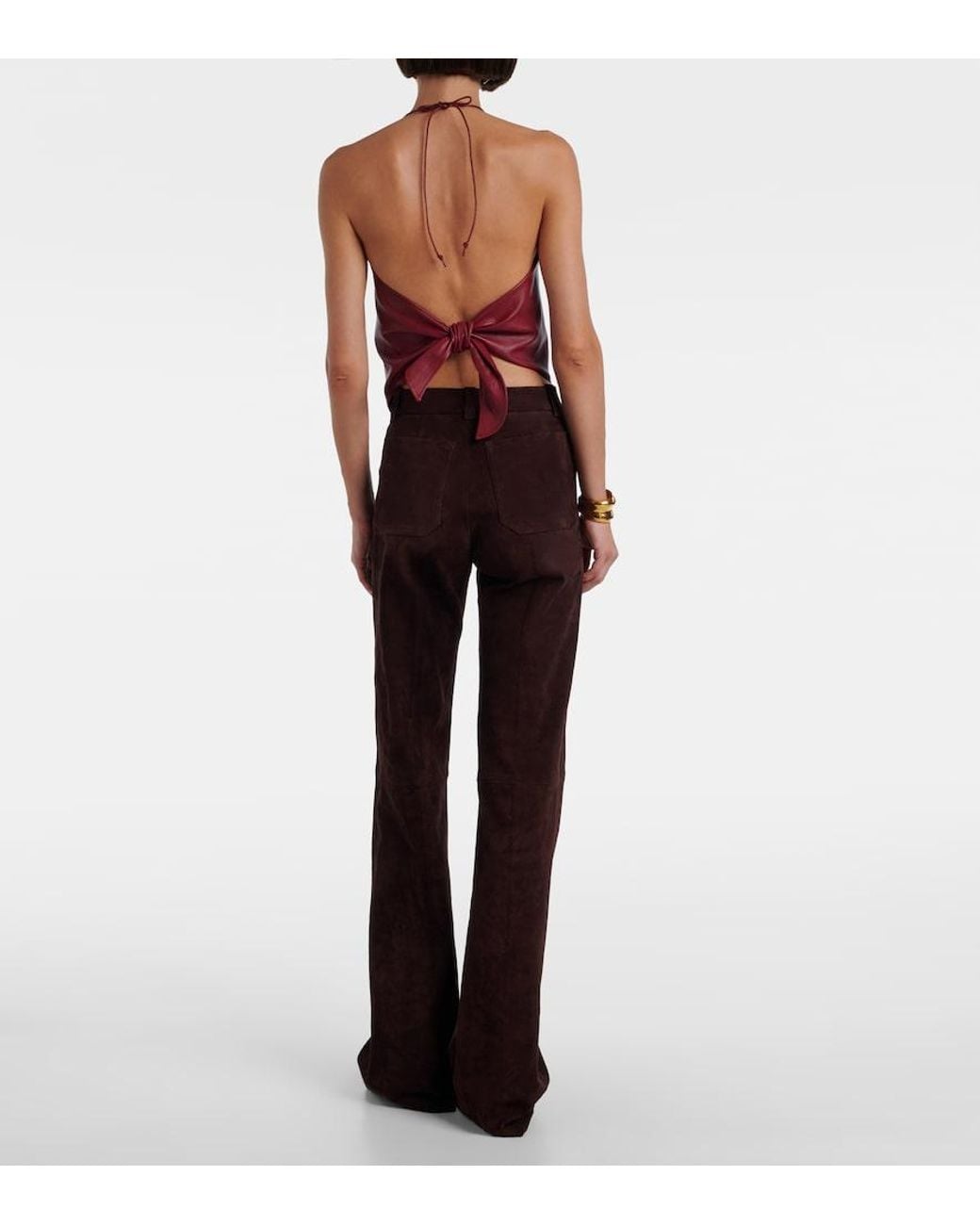 Stouls Red Rosie Open-Back Leather Top