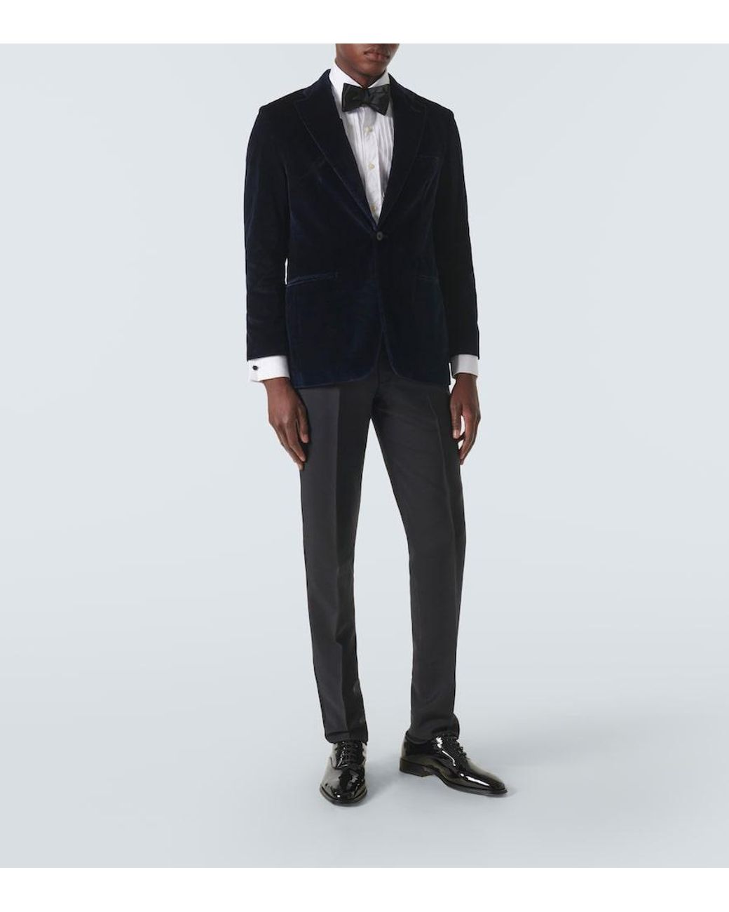 Rubinacci Blue Modluca Wool Tuxedo Pants for men