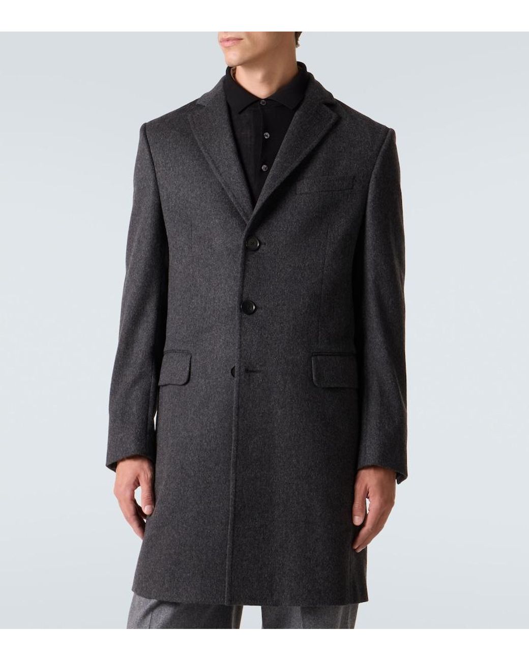 Zegna Black Wool And Cashmere-Blend Coat for men