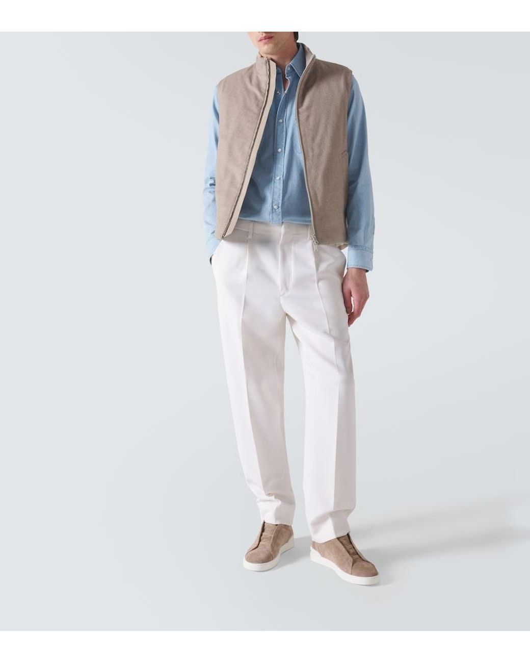 Zegna Blue Denim Western Shirt for men
