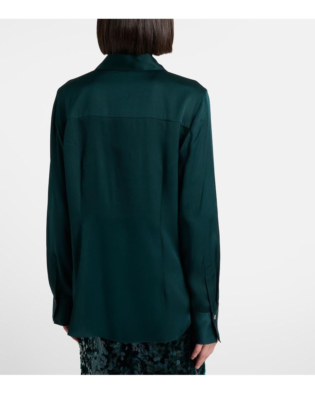 Vince Green Silk-Blend Satin Shirt