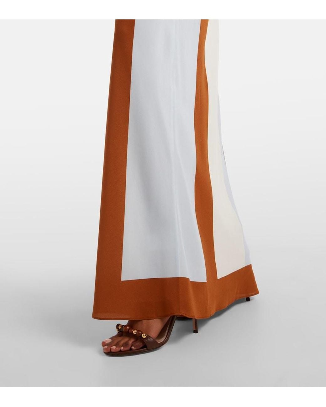 Sir Brown Striped Silk Maxi Skirt