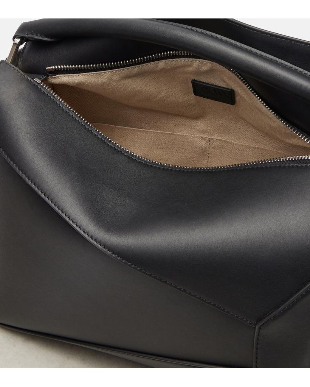 Loewe Black Puzzle Edge Medium Leather Top-Handle Bag