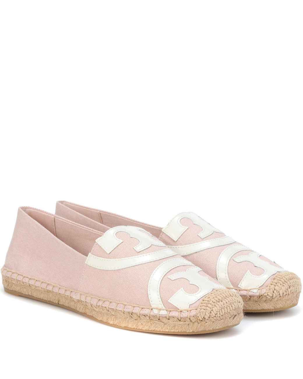 Tory Burch Poppy Leather-trimmed Espadrille in Pink | Lyst