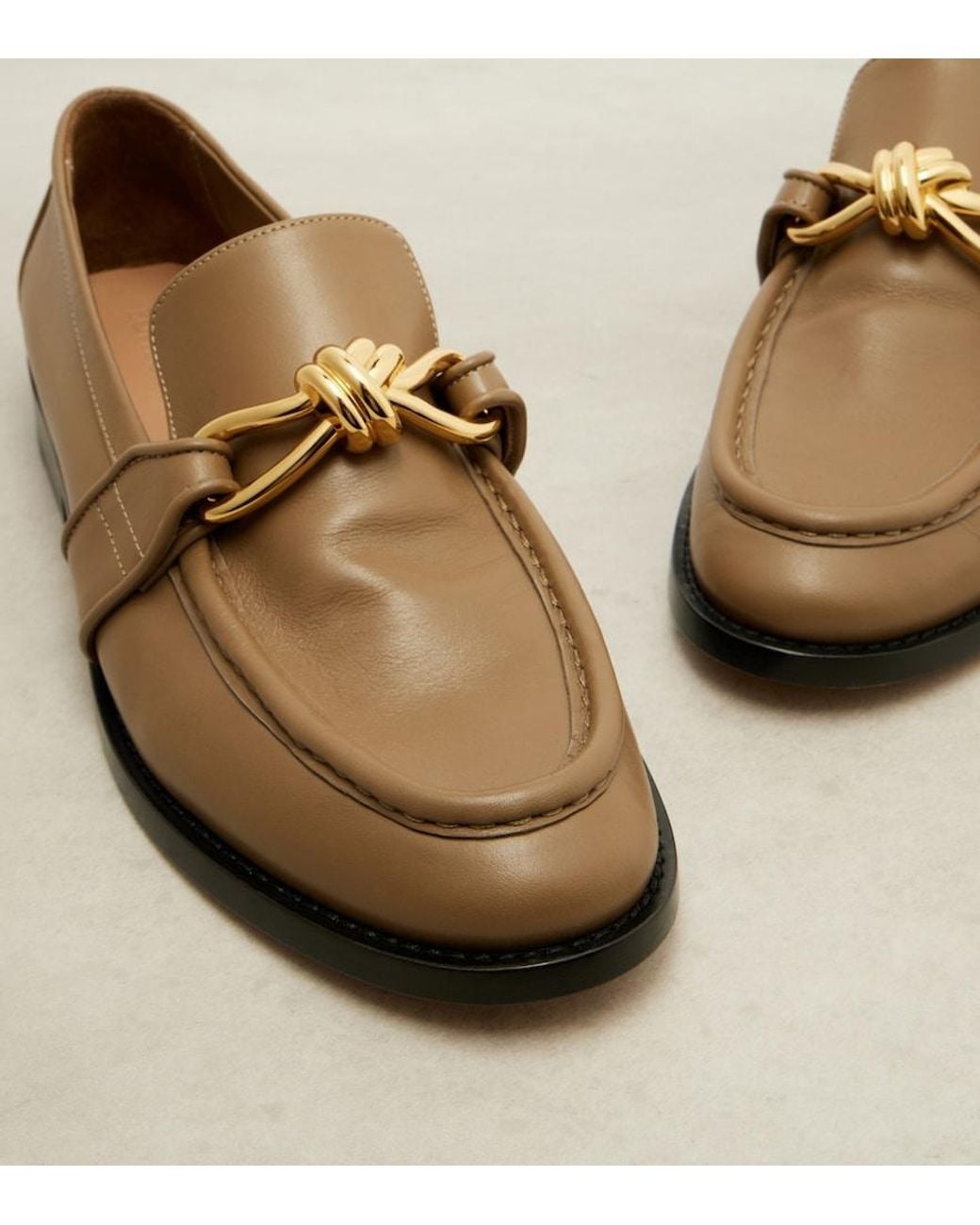 Bottega Veneta Brown Astaire Knot Leather Loafers