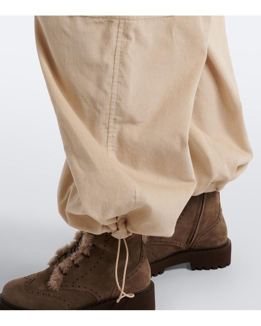 Brunello Cucinelli Natural Monili Cotton-Blend Corduroy Wide-Leg Pants