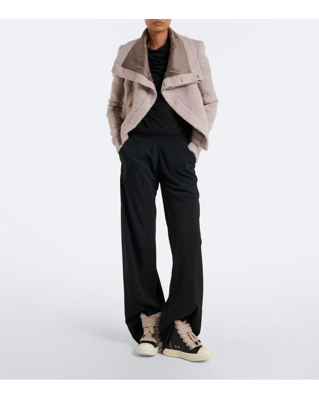 Rick Owens Black Jumbolace Leather Sneakers