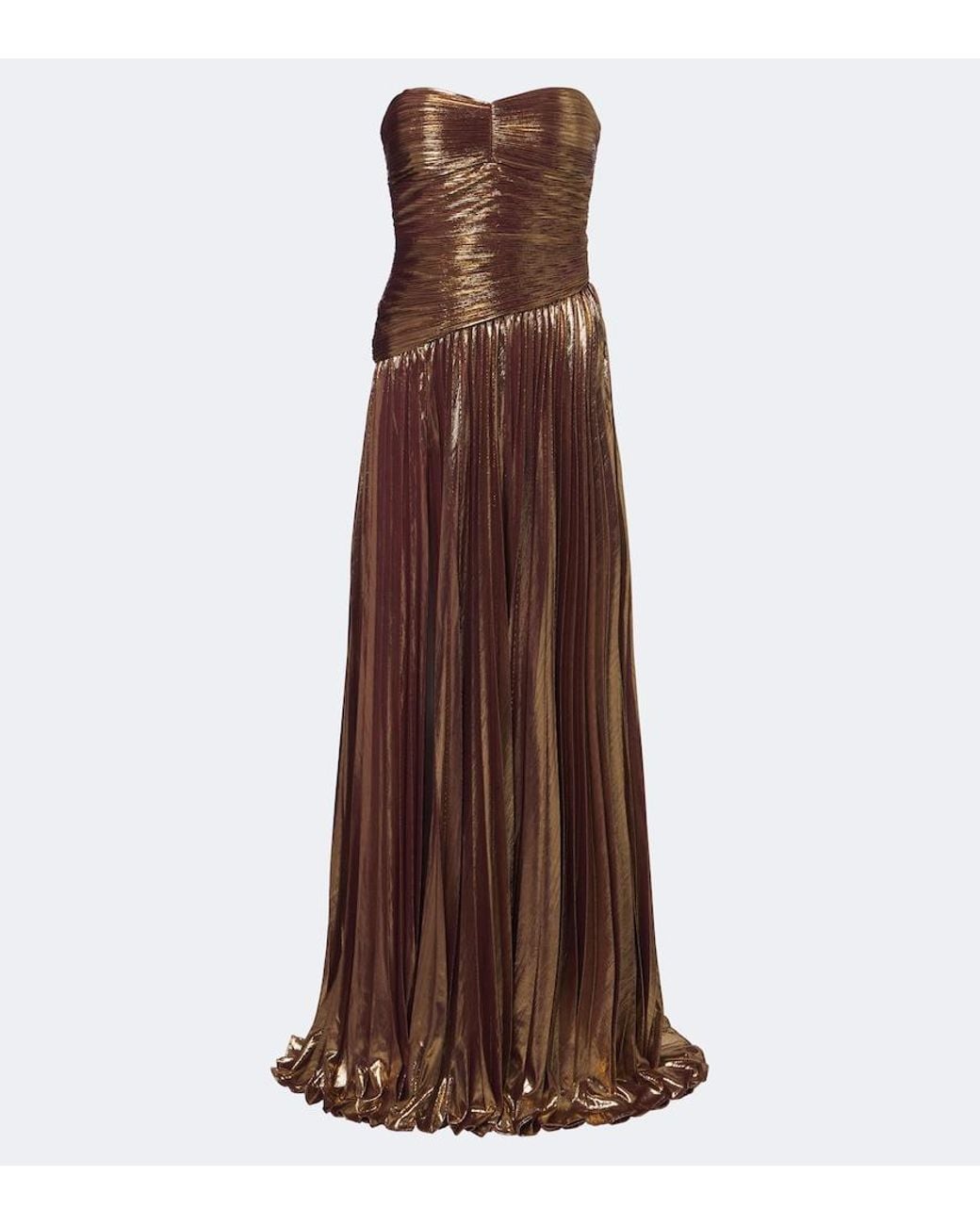 retroféte Brown Sabba Plisse Lame Gown