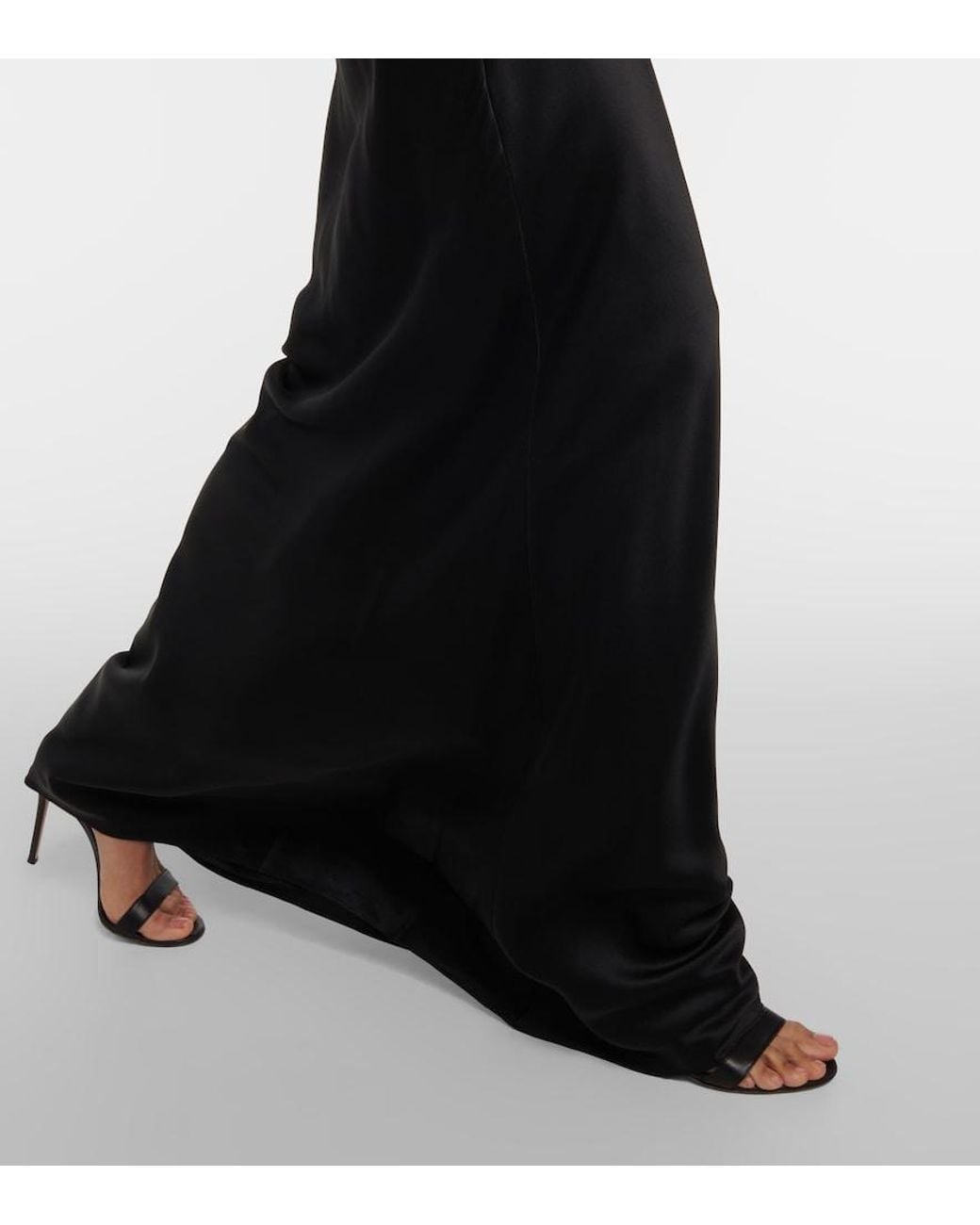 The Sei Black Silk Satin Maxi Skirt