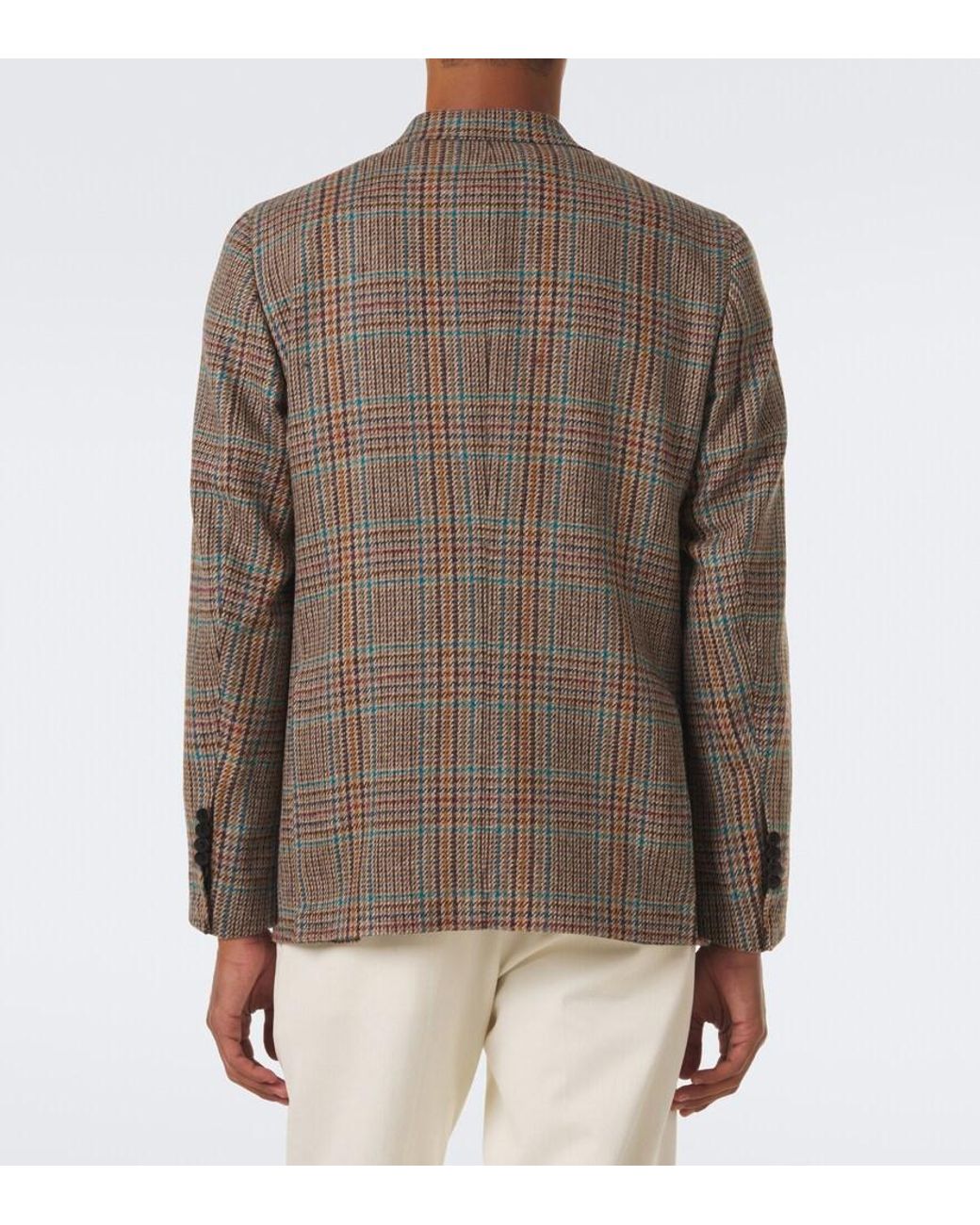 Rubinacci Brown Checked Virgin Wool Blazer for men