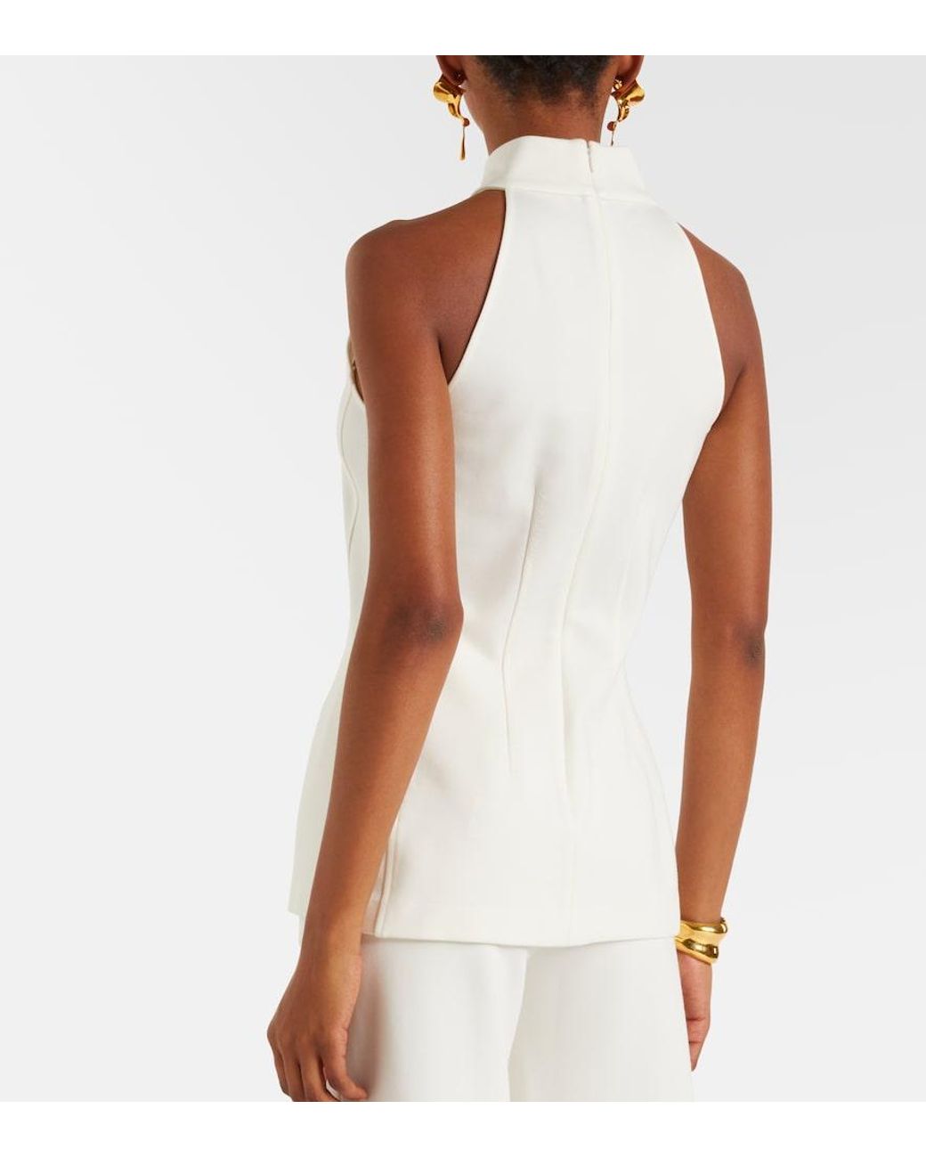 Veronica Beard White Johanne Halterneck Top