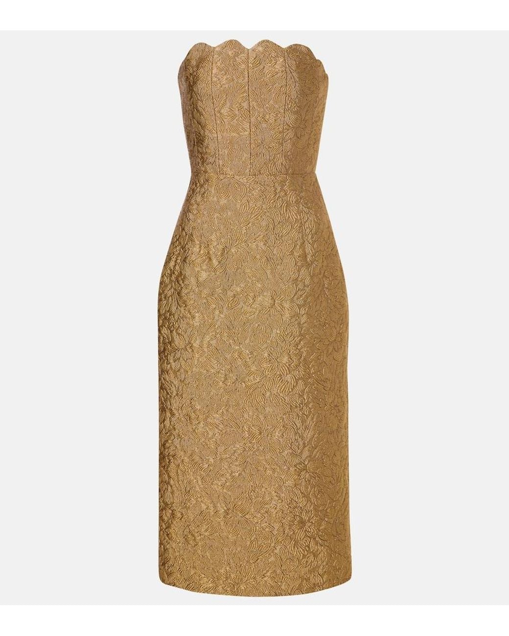 Markarian Natural Marcella Floral Brocade Cocktail Dress