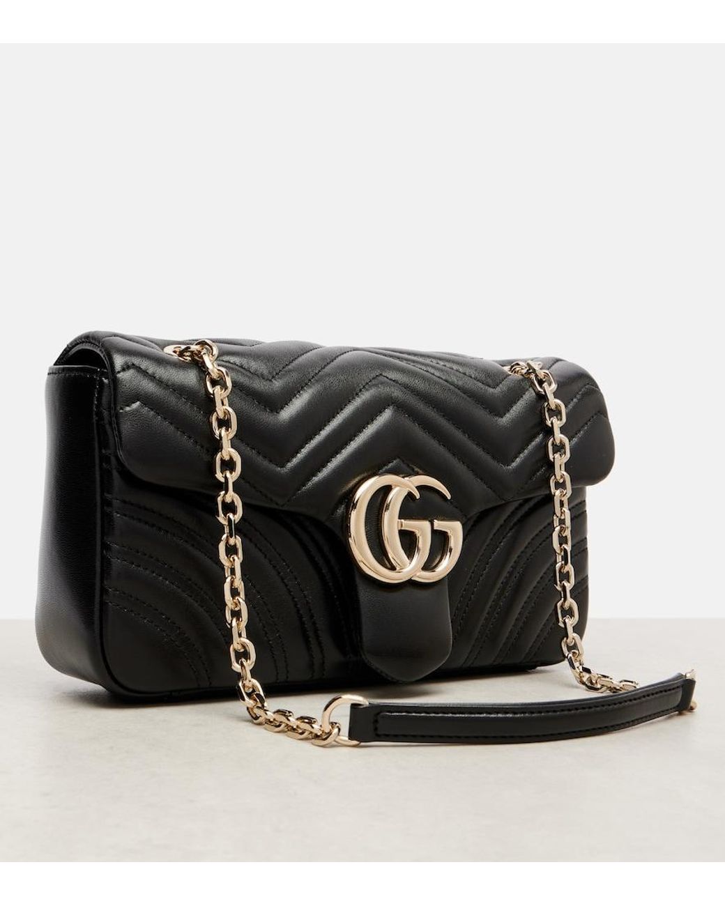 Gucci Black Gg Marmont Medium Leather Shoulder Bag