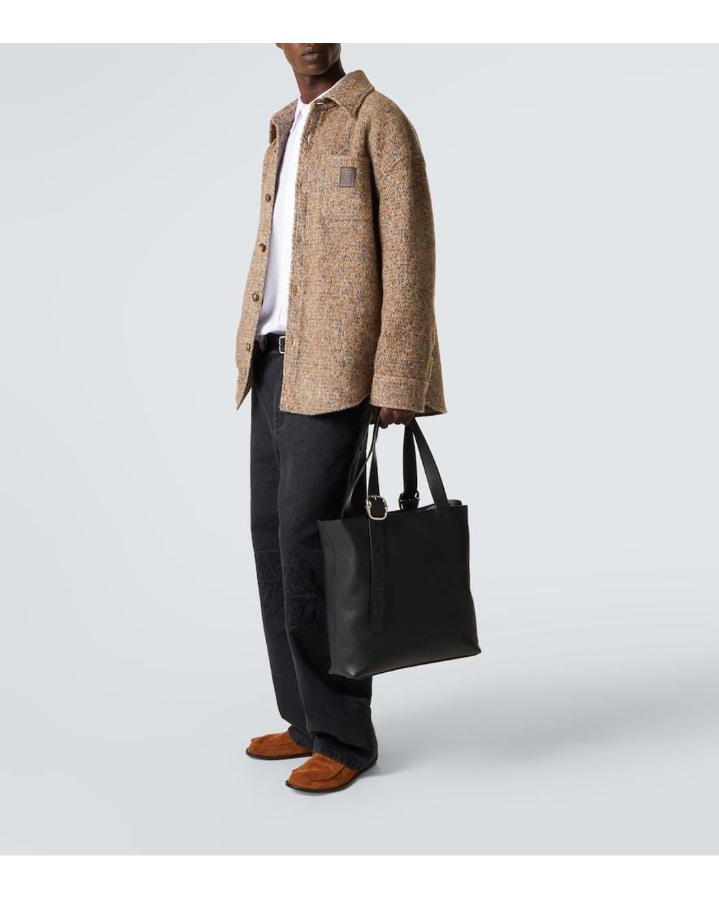Loewe Black Loop Leather Tote Bag for men