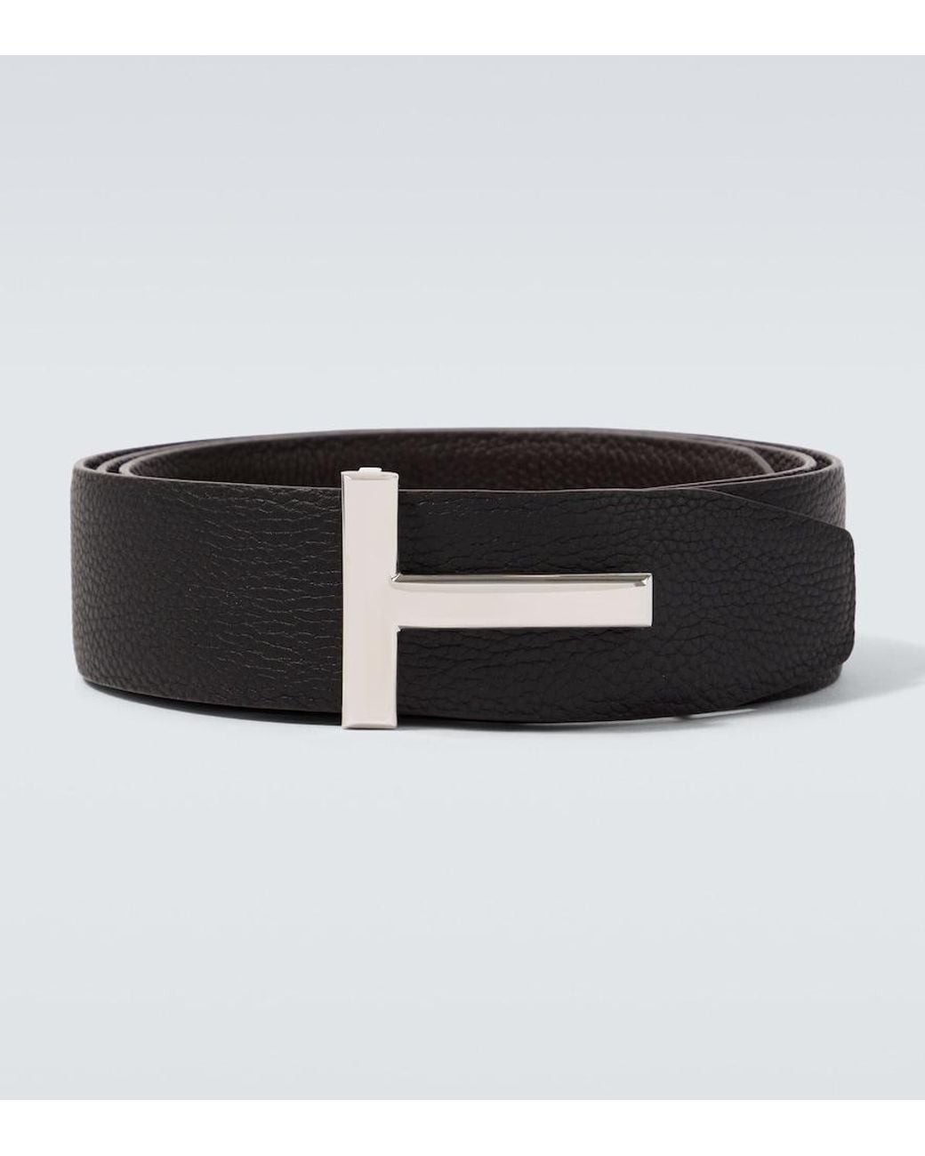 Tom Ford Black T Icon Reversible Leather Belt for men