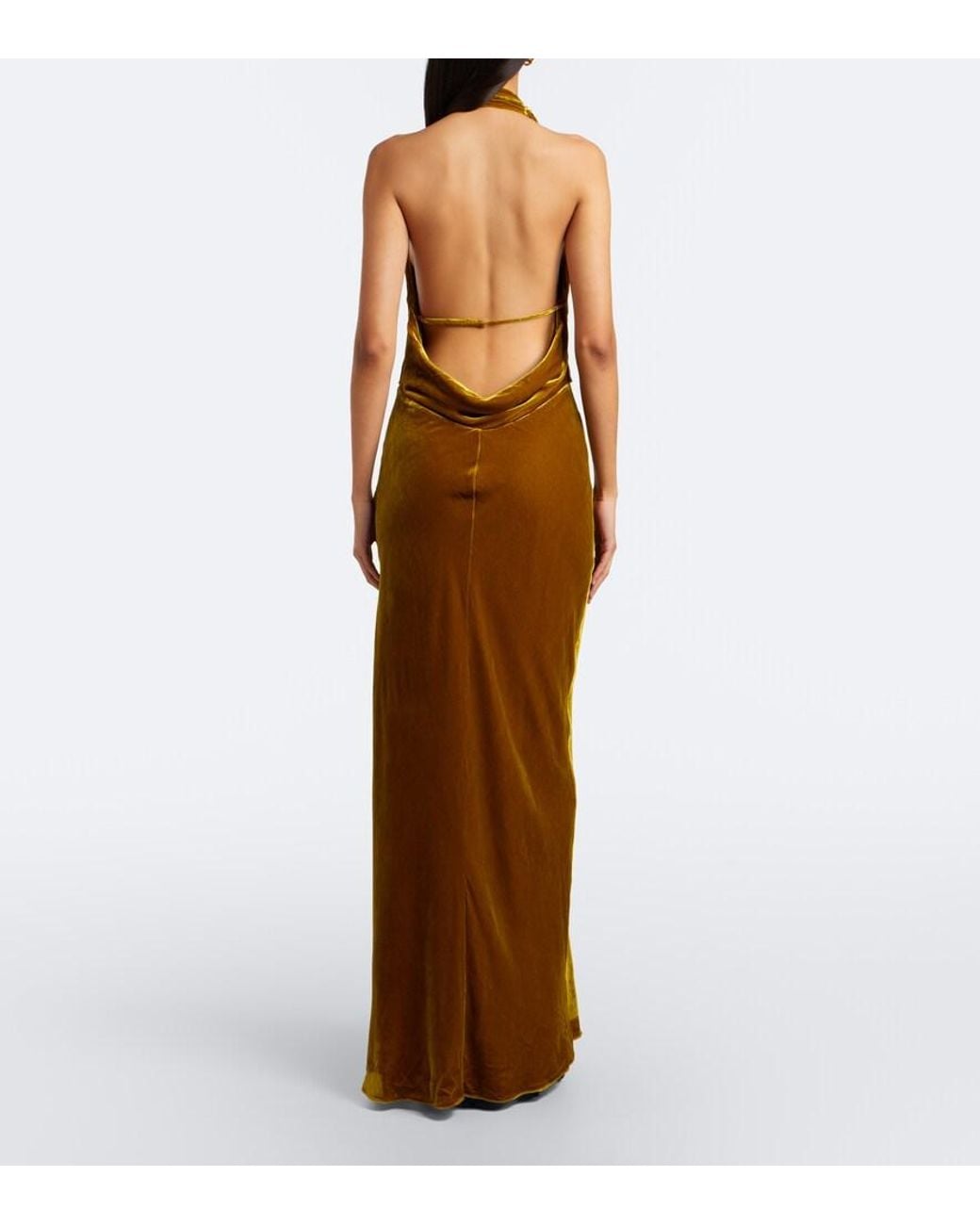 Jonathan Simkhai Green Reannon Draped Open-Back Velvet Gown