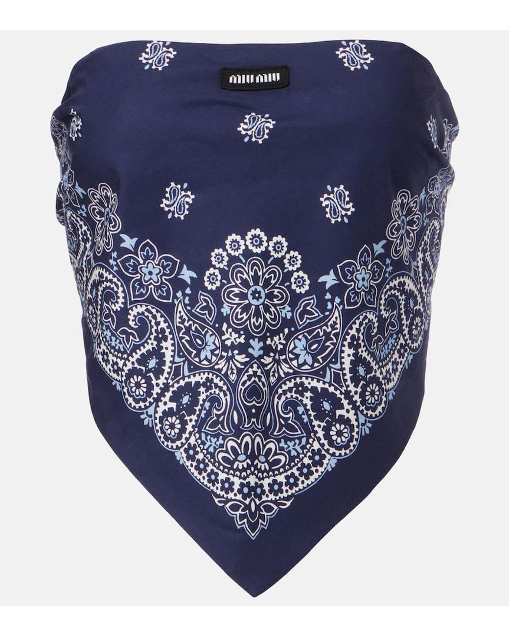 Miu Miu Bandana Printed Cotton Poplin Top in Blue | Lyst