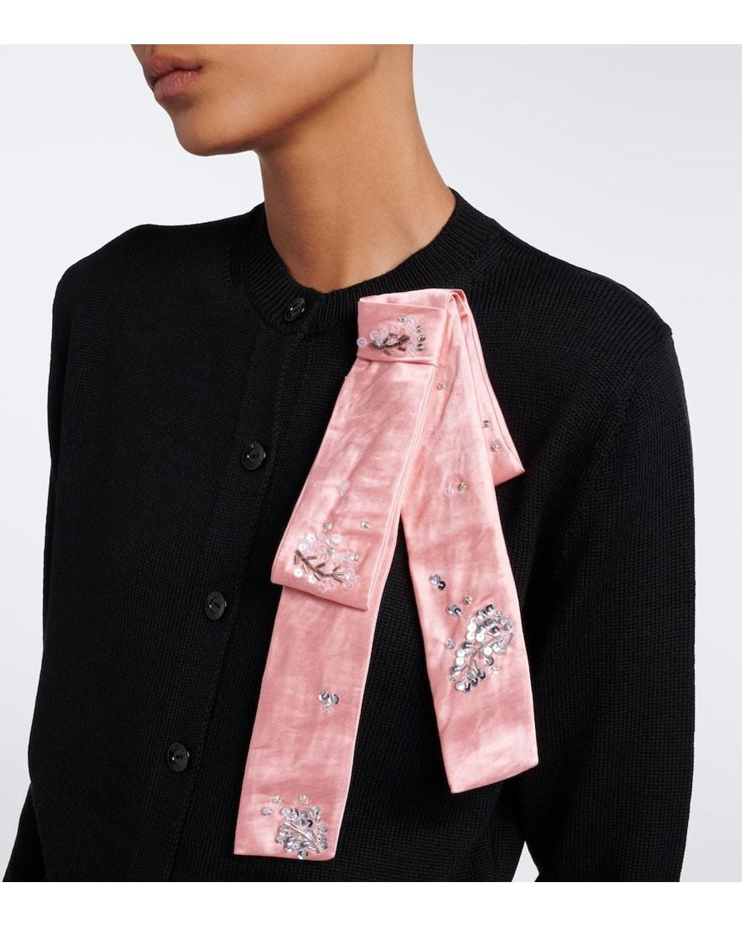 Erdem Black Embellished Wool Cardigan