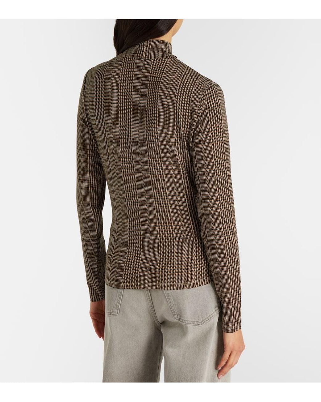 Veronica Beard Brown Nate Houndstooth Jersey Top