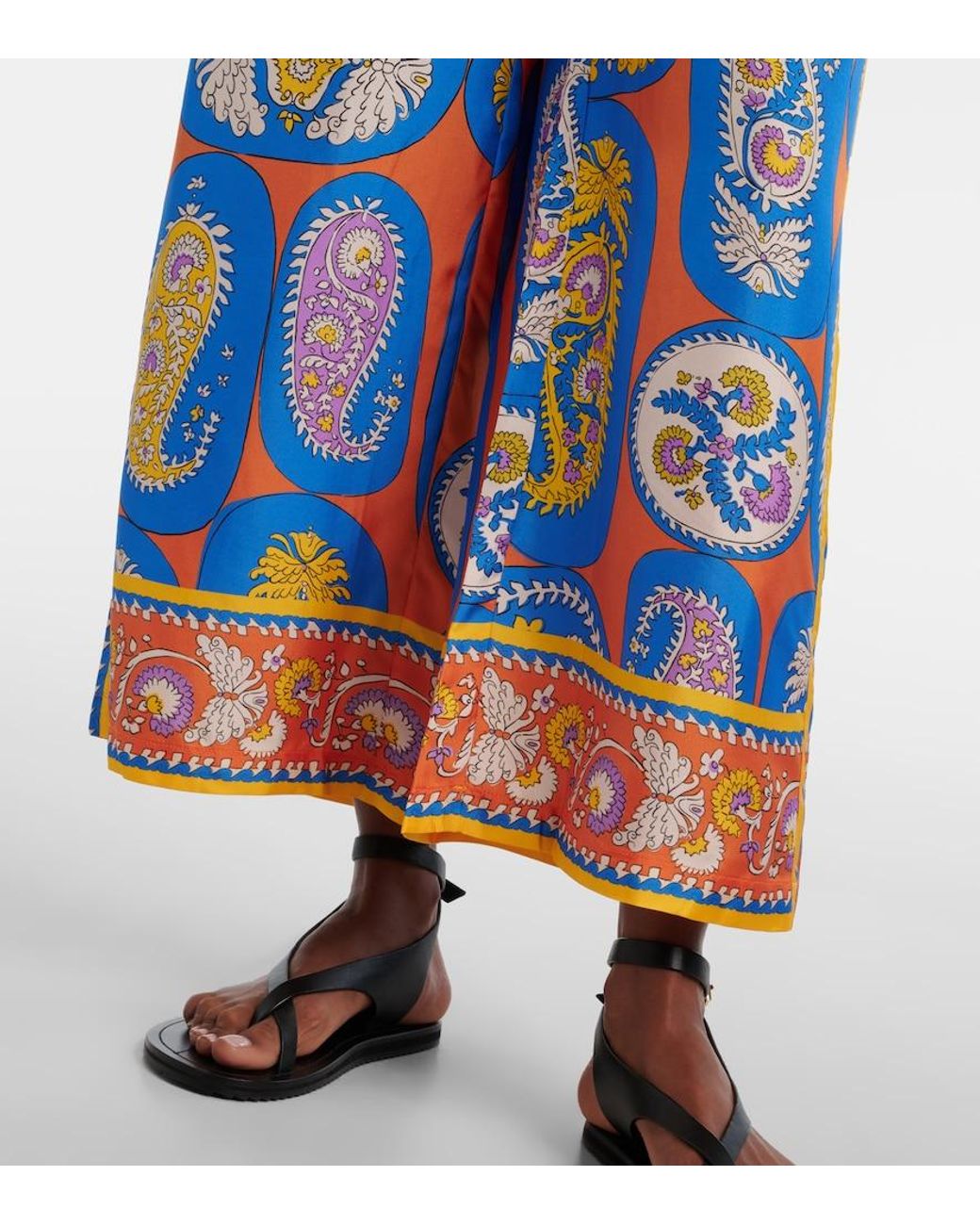 ALÉMAIS Blue Luis Printed Silk Palazzo Pants