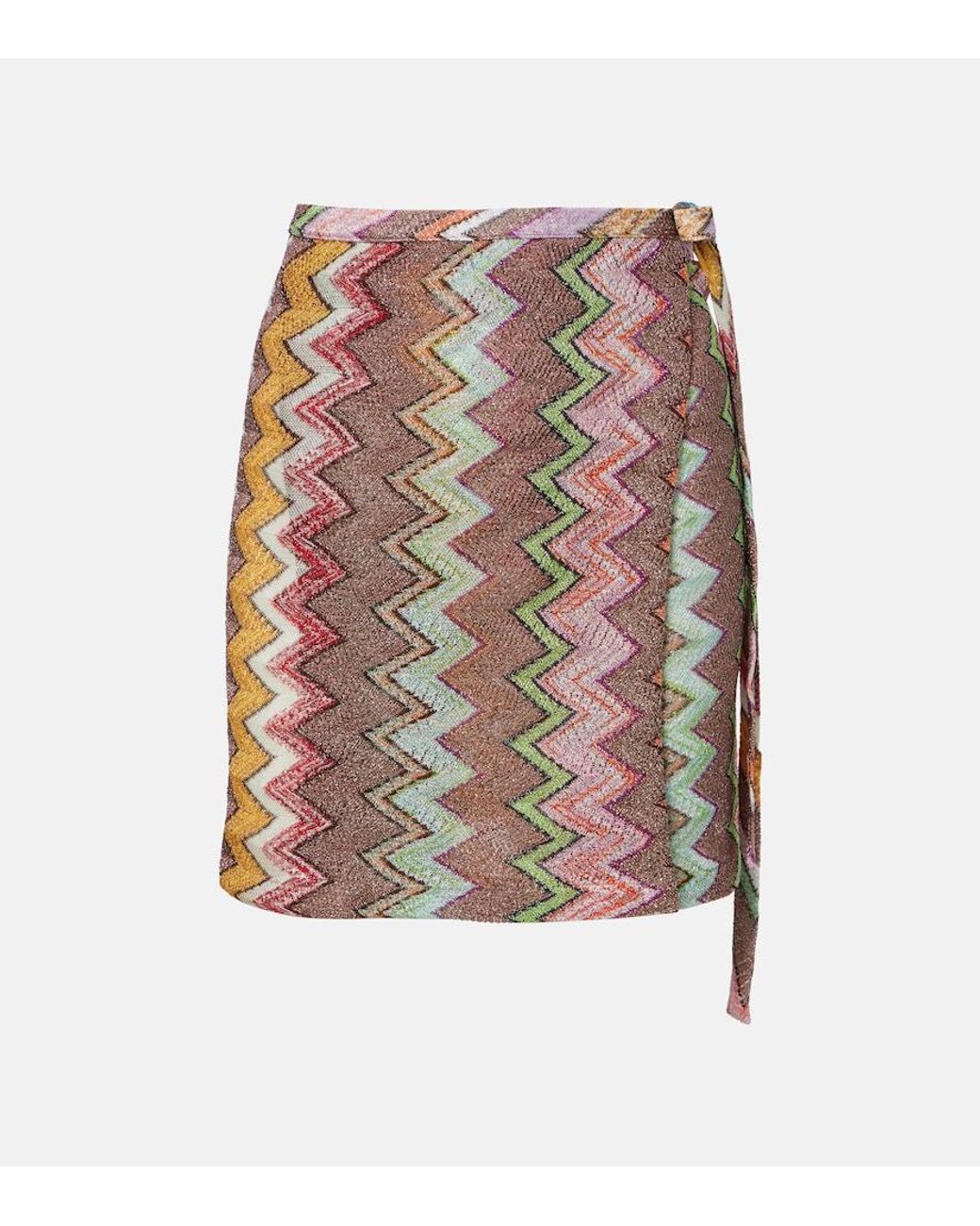 Missoni Multicolor Zigzag Lame Wrap Skirt