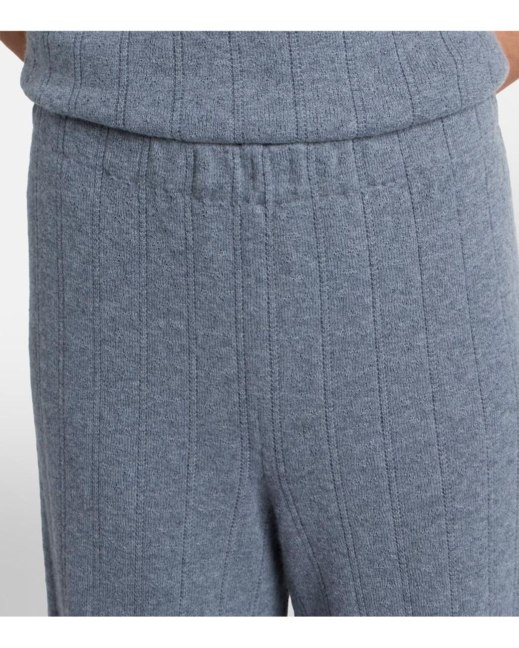 Lisa Yang Gray Shannen Cotton And Cashmere Wide-Leg Pants