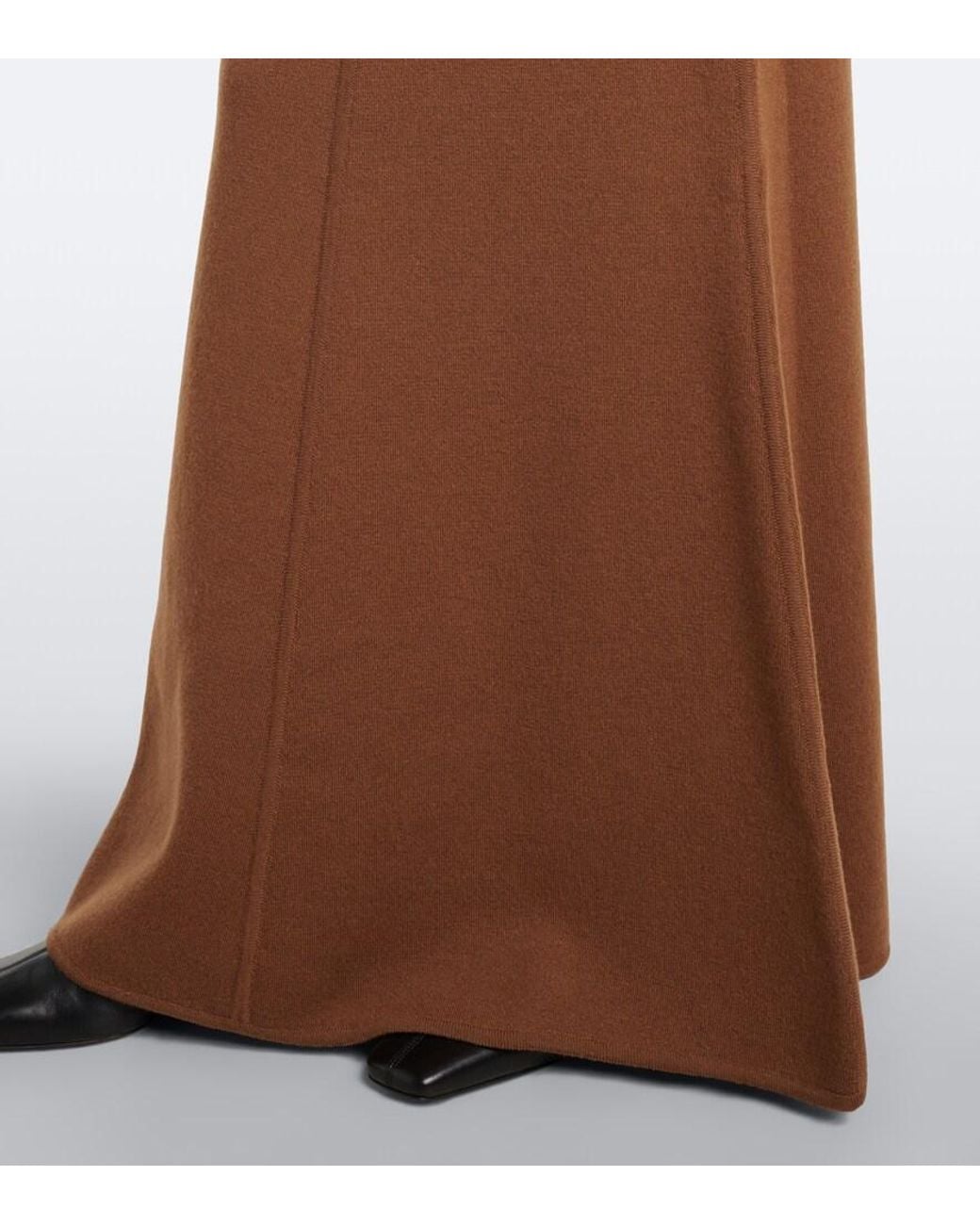 Max Mara Brown Wool And Cashmere Maxi Skirt