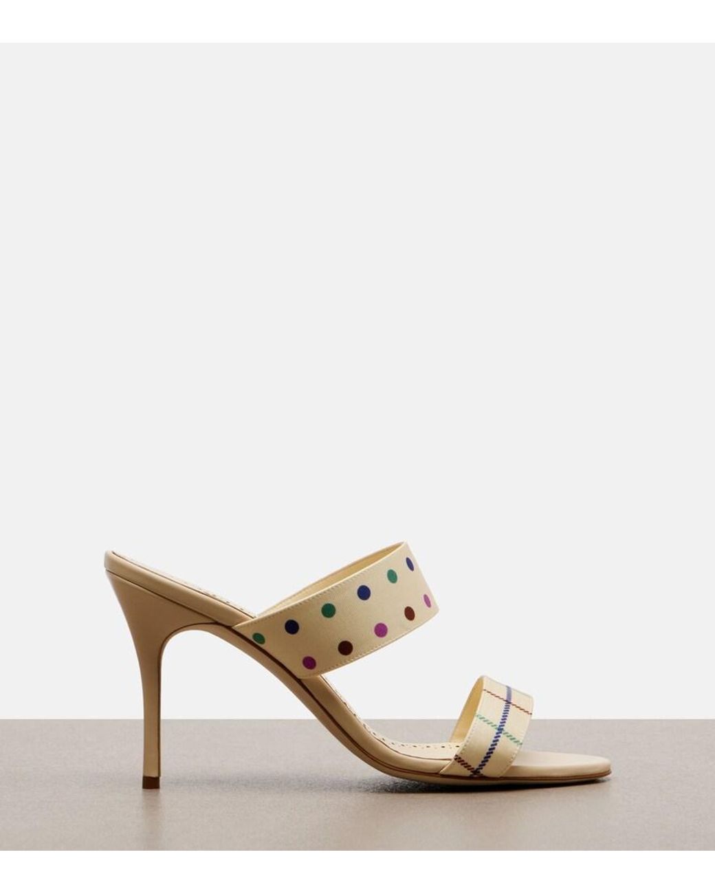 Manolo Blahnik Metallic Ralotapla Printed Satin Mules