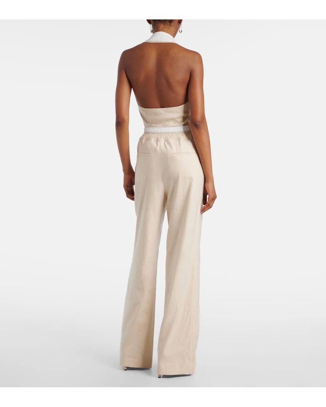 Jonathan Simkhai Natural Bristol Linen-Blend Wide-Leg Pants