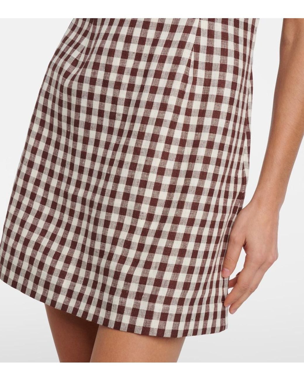 Posse White Sadie Gingham Linen Minidress