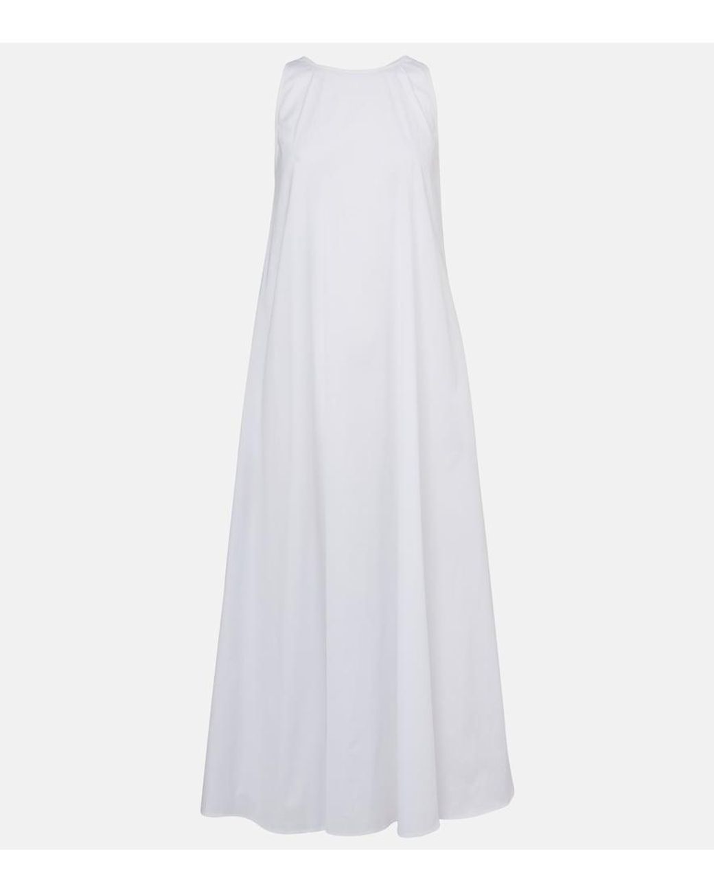 Max Mara White Romea Cotton-Blend Poplin Maxi Dress