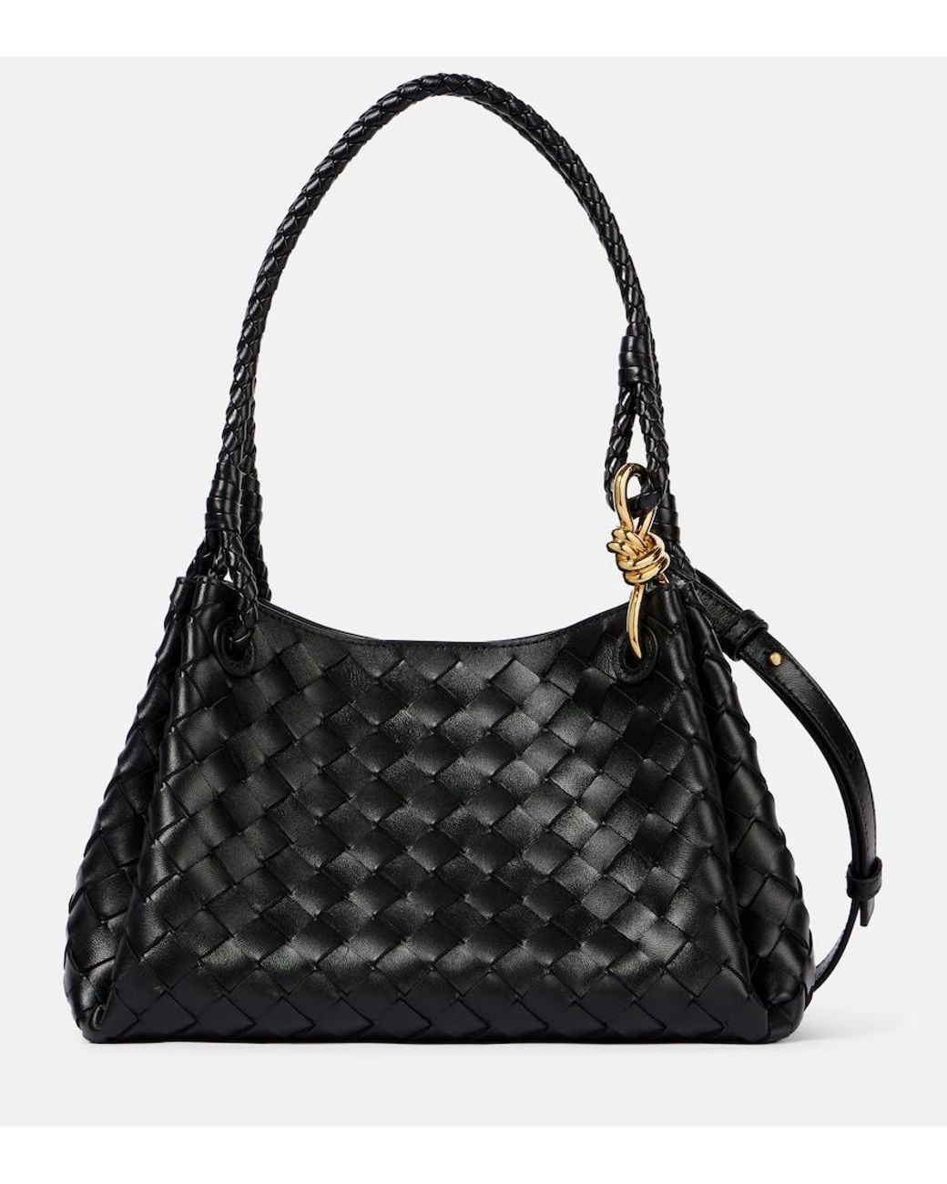 Bottega Veneta Black Parachute Medium Intrecciato Leather Tote Bag