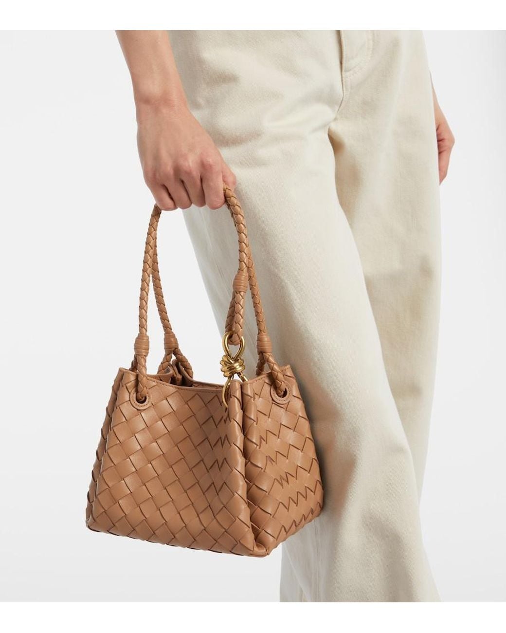 Bottega Veneta Natural Parachute Small Intrecciato Leather Tote Bag