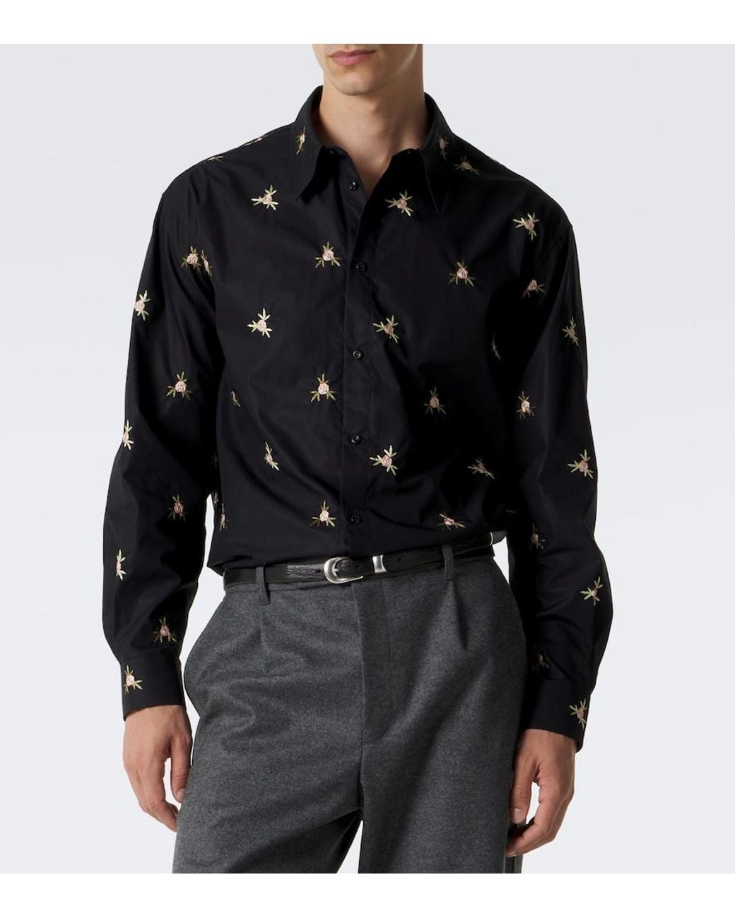 Simone Rocha Black Embroidered Cotton Poplin Shirt for men