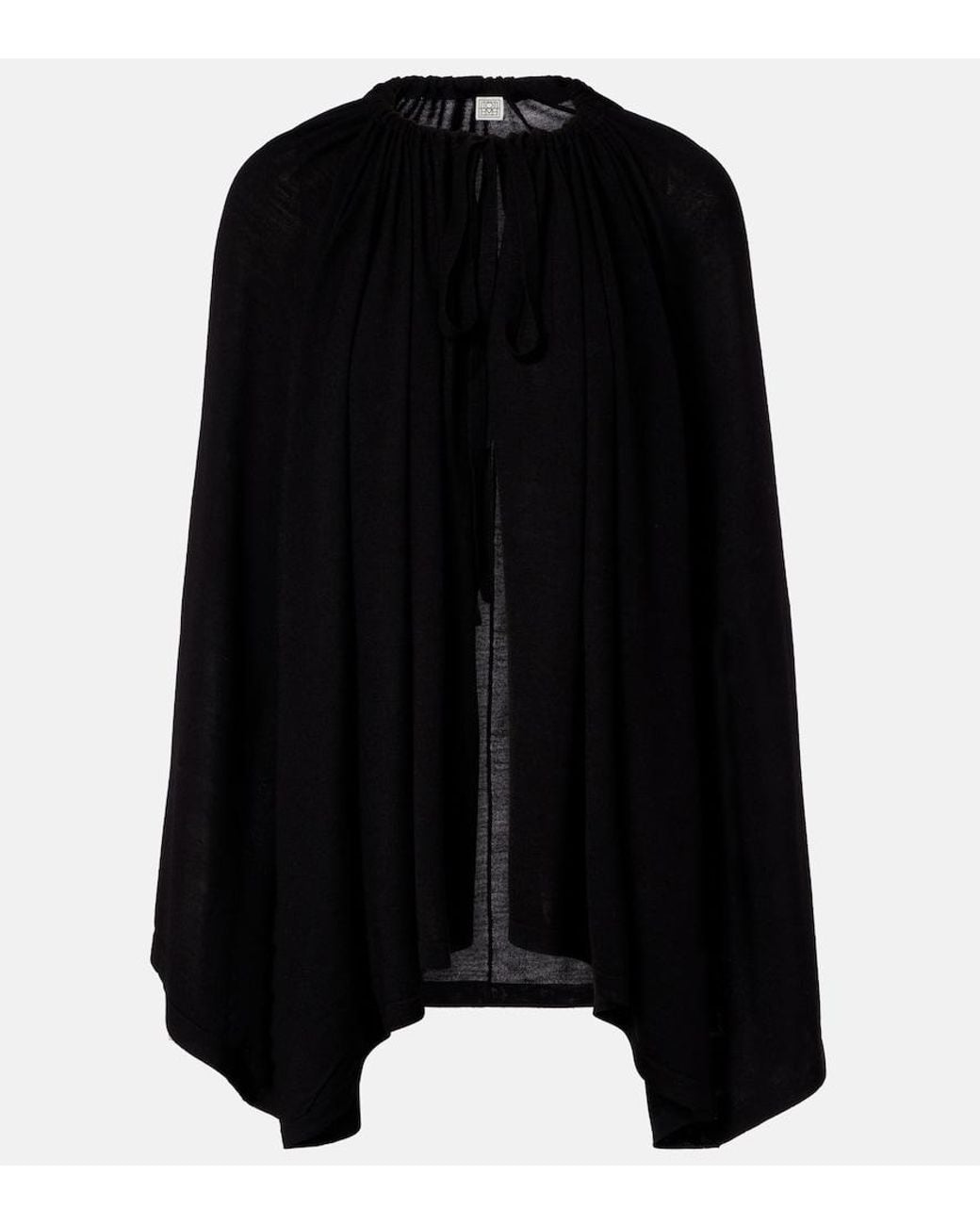 Totême Black Wool And Silk Jersey Cape