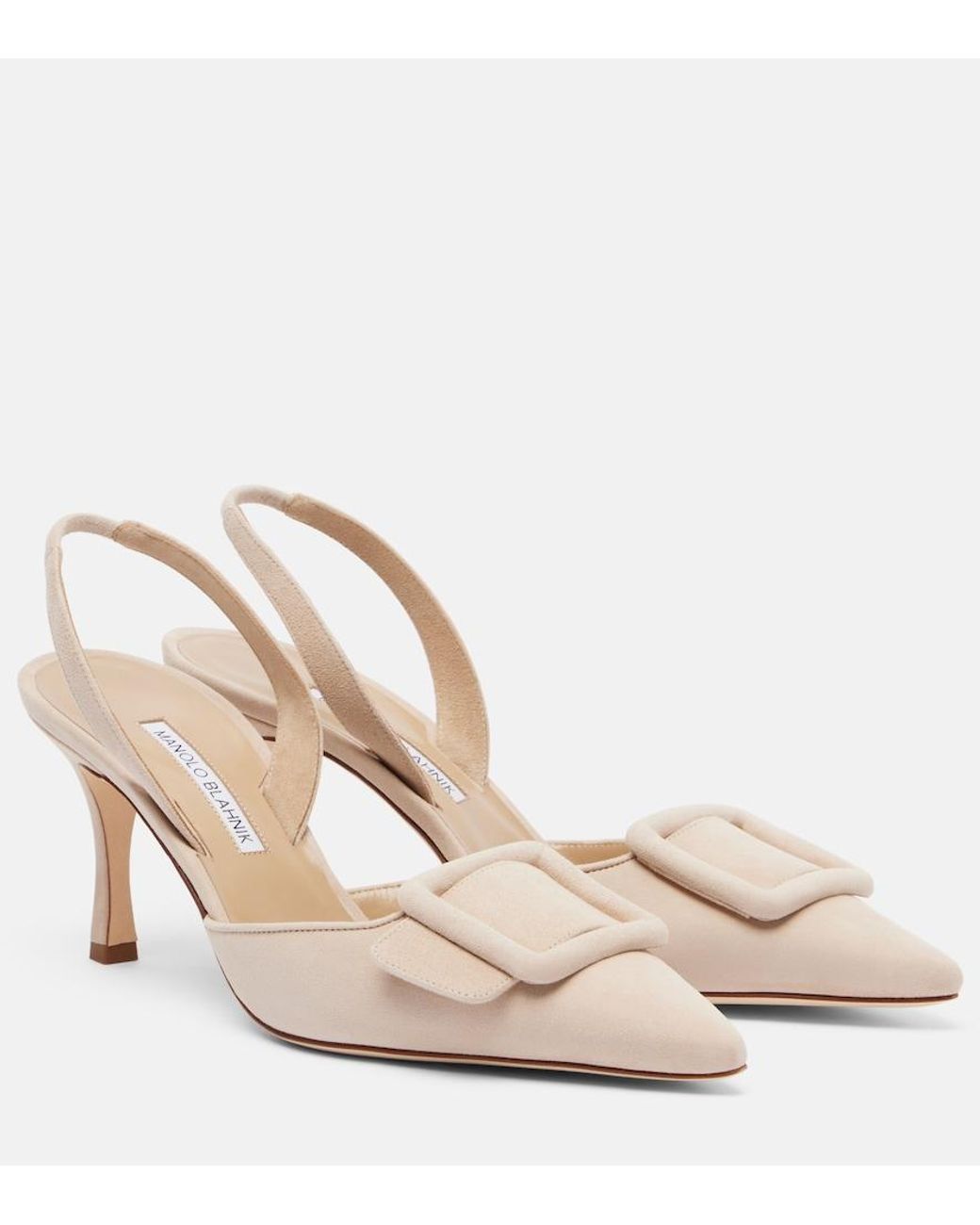 Manolo Blahnik Natural Maysli Suede Slingback Pumps