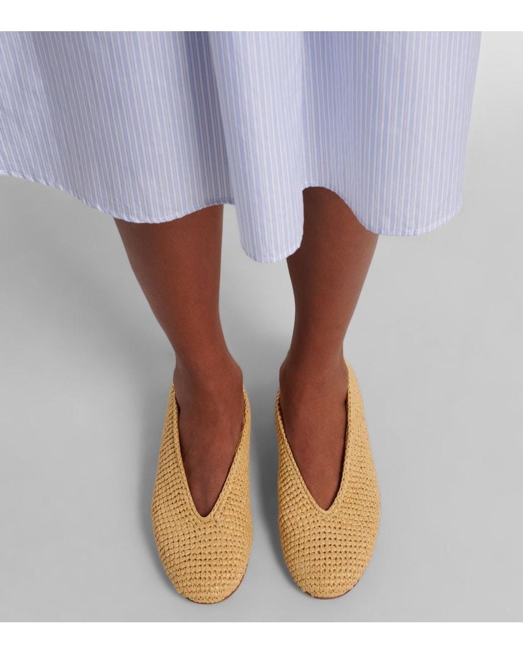 Bottega Veneta Natural Rosa Raffia Ballet Flats