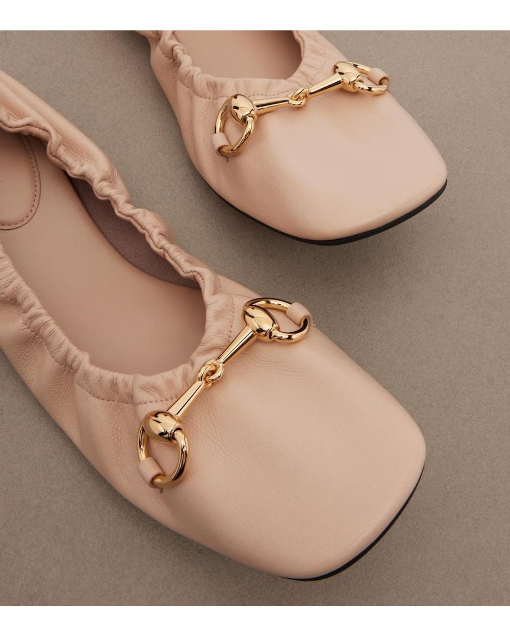 Gucci Brown Prima Horsebit Leather Ballet Flats