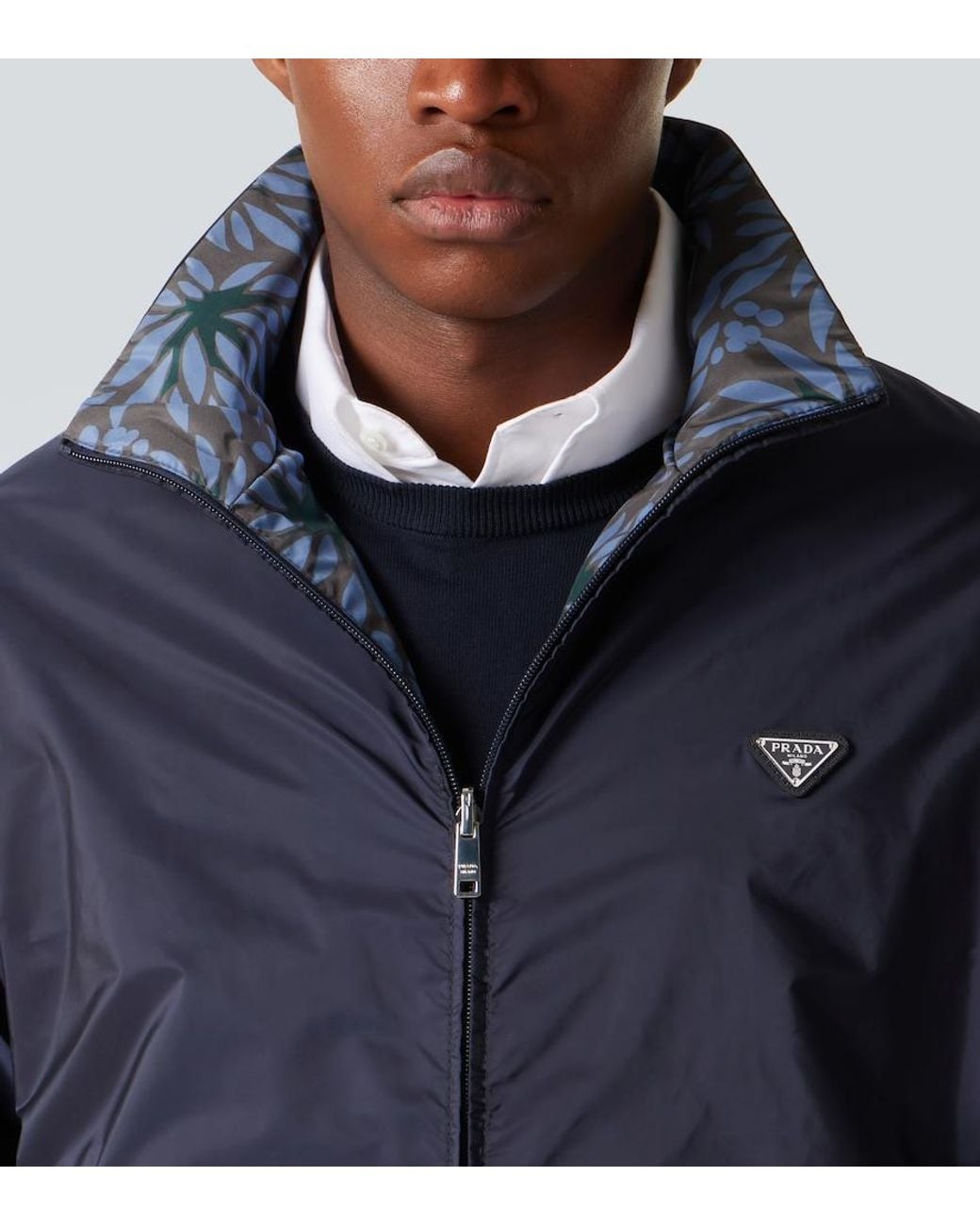 Prada Blue Re-Nylon Reversible Jacket for men