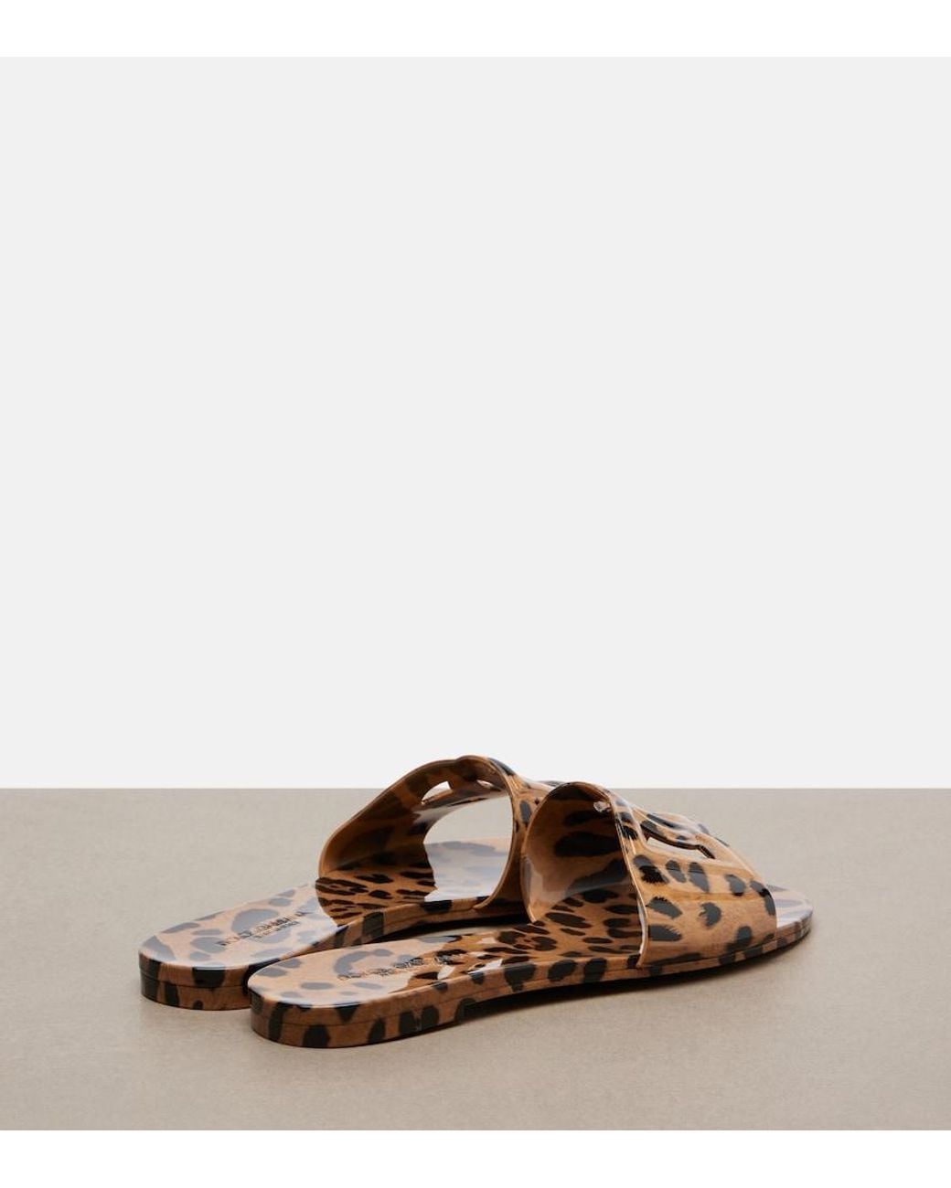 Dolce & Gabbana Brown Dg Leopard-Print Slides