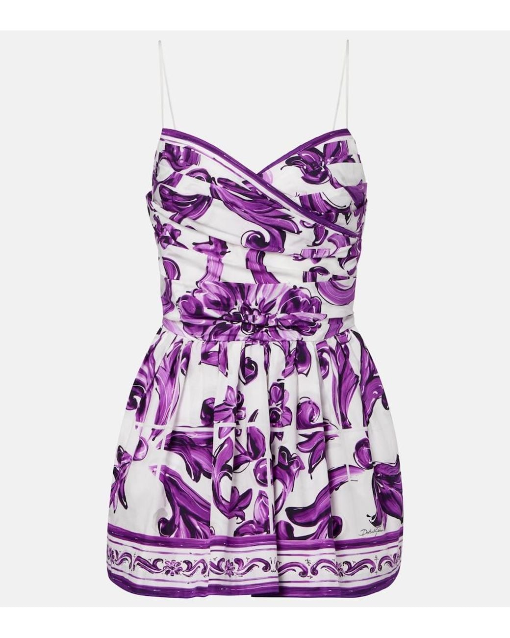 Dolce & Gabbana Purple Short Printed Dress
