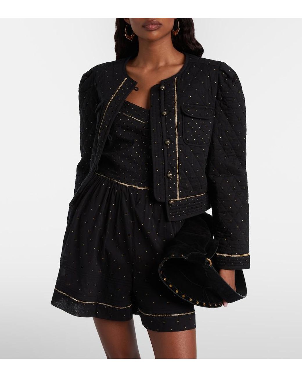 Isabel Marant Black Vickie Polka-Dot Cotton Romper