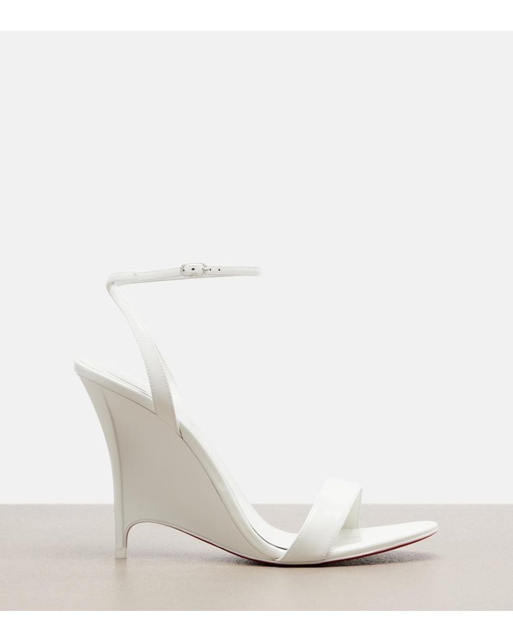 Christian Louboutin White Miss Z Patent Leather Wedge Sandals