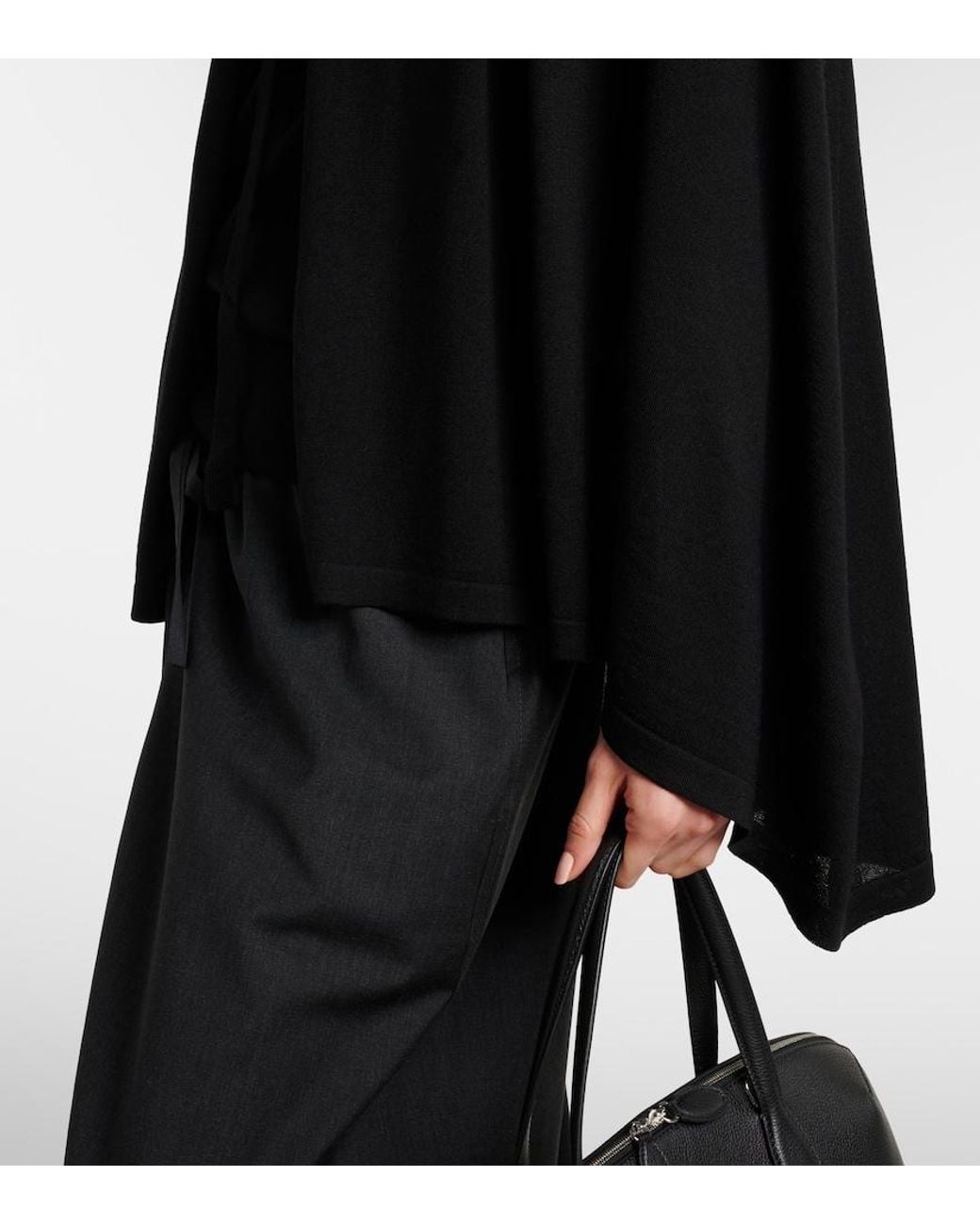 Totême Black Wool And Silk Jersey Cape
