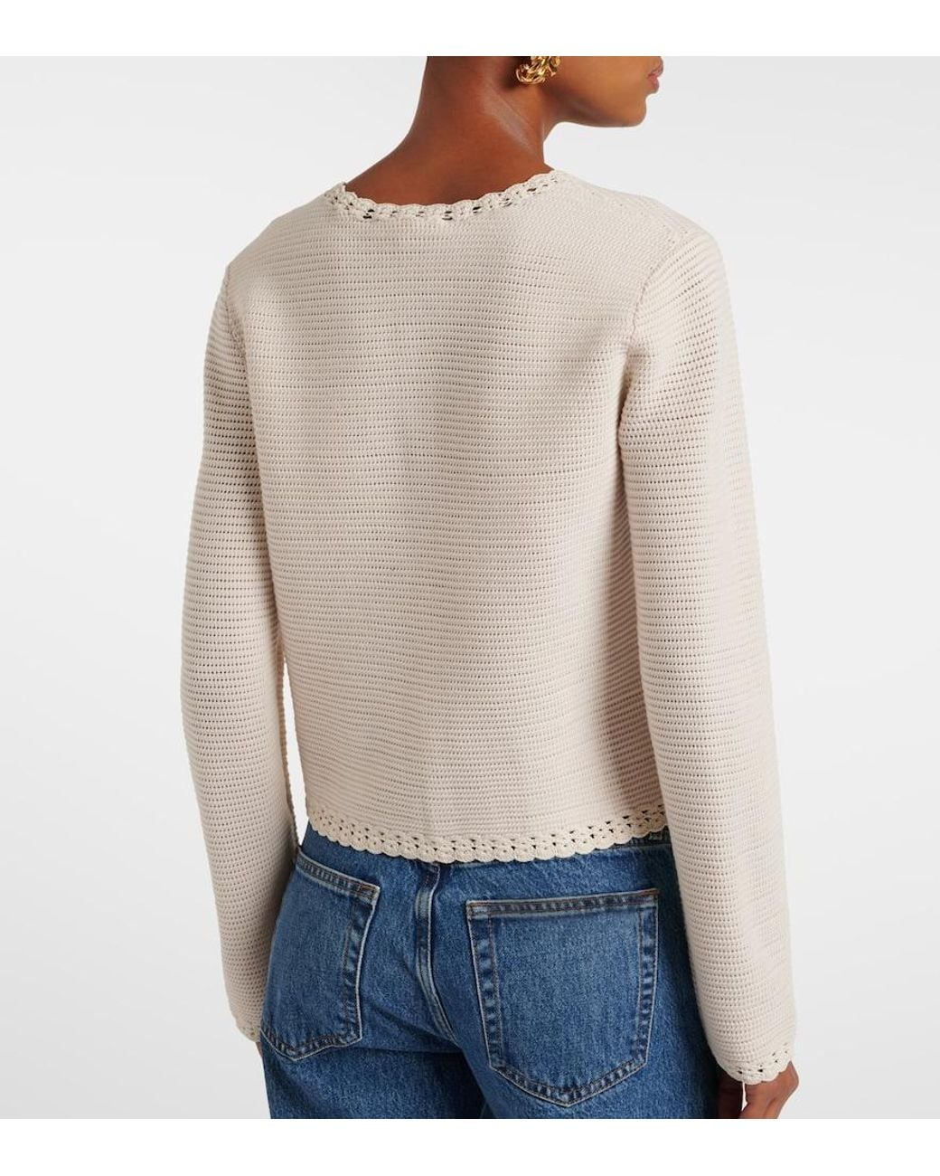 FRAME Natural Crochet-Trimmed Wool-Blend Jacket